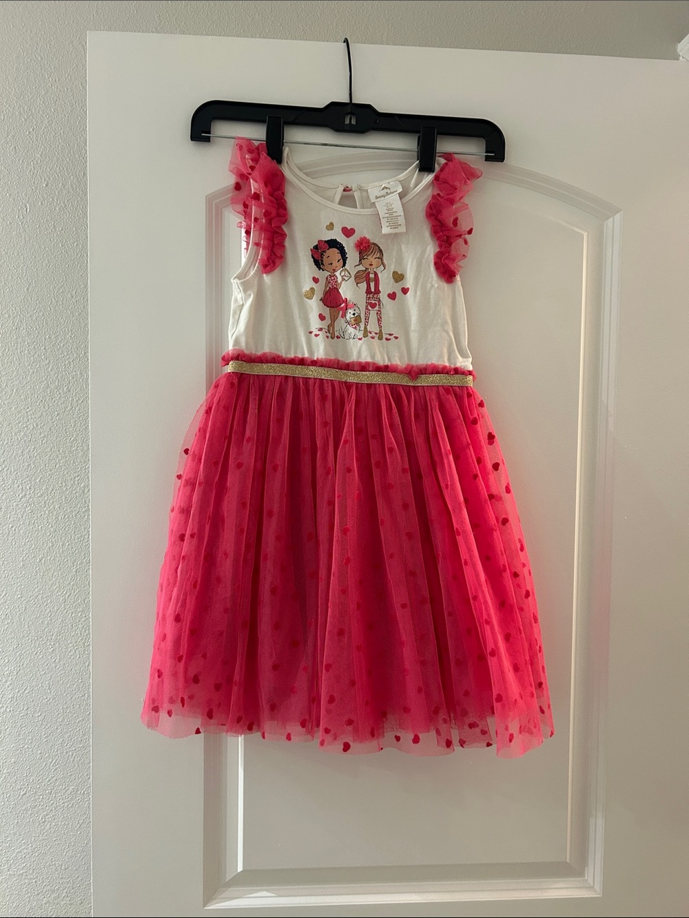 Tommy Bahama Girls White Dress with Hot Pink & Gold Accents